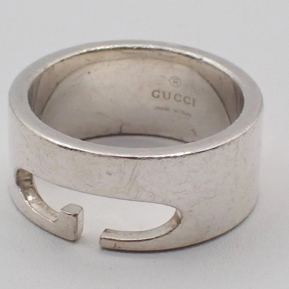 GUCCI G Logo Ring Silver 925 Size 21 Italy Accessory 07EG248 - Picture 1 of 12